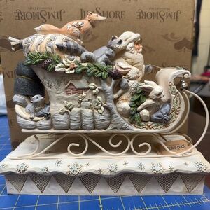Jim Shore Woodland Sleigh with Animals Figurine